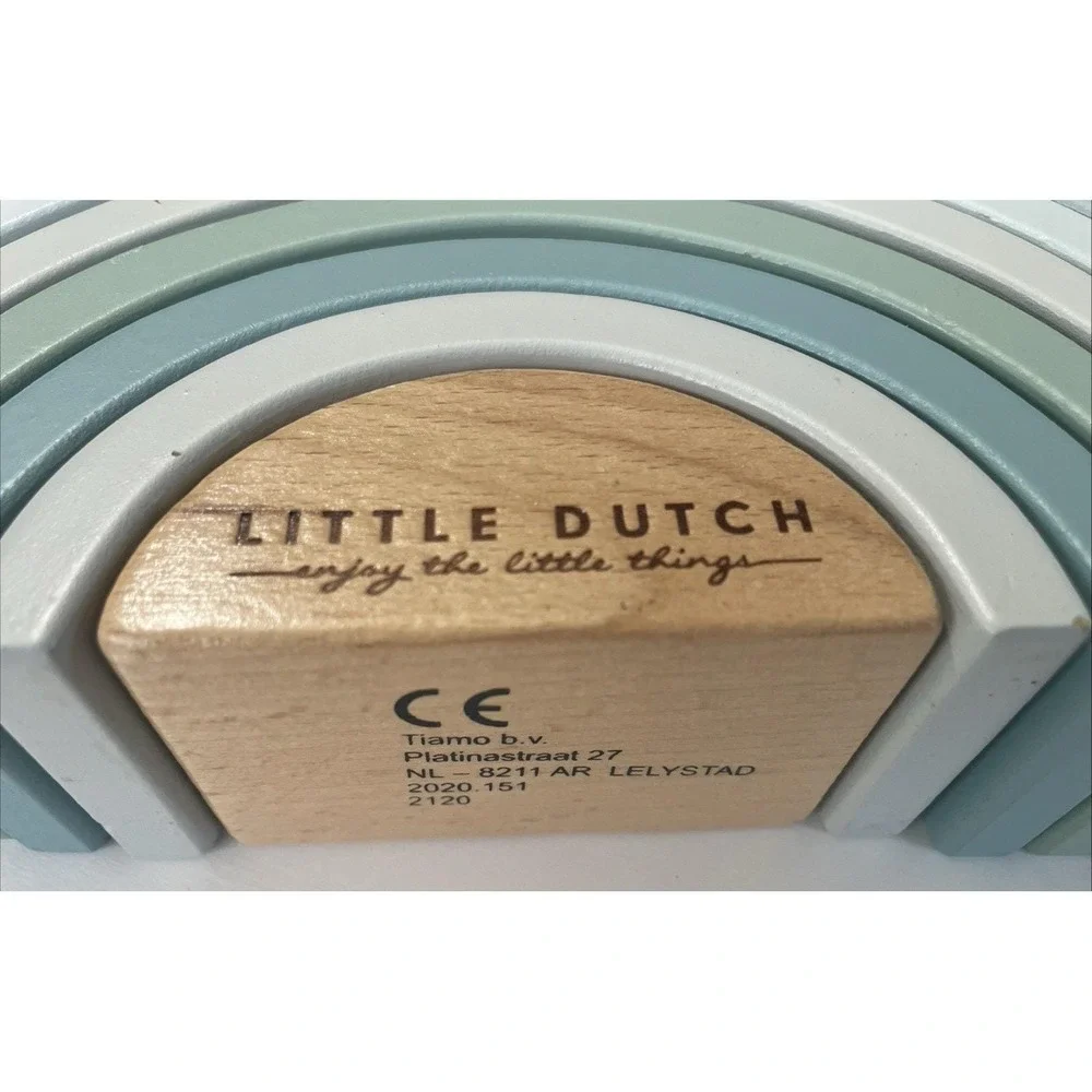 Little Dutch Wooden Rainbow Stacker Montessori Toy Blue Green Nursery Decor 10